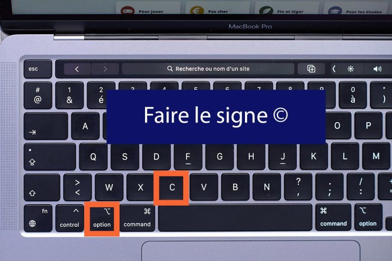 Le raccourci clavier pour faire la touche copyright © sur Mac
