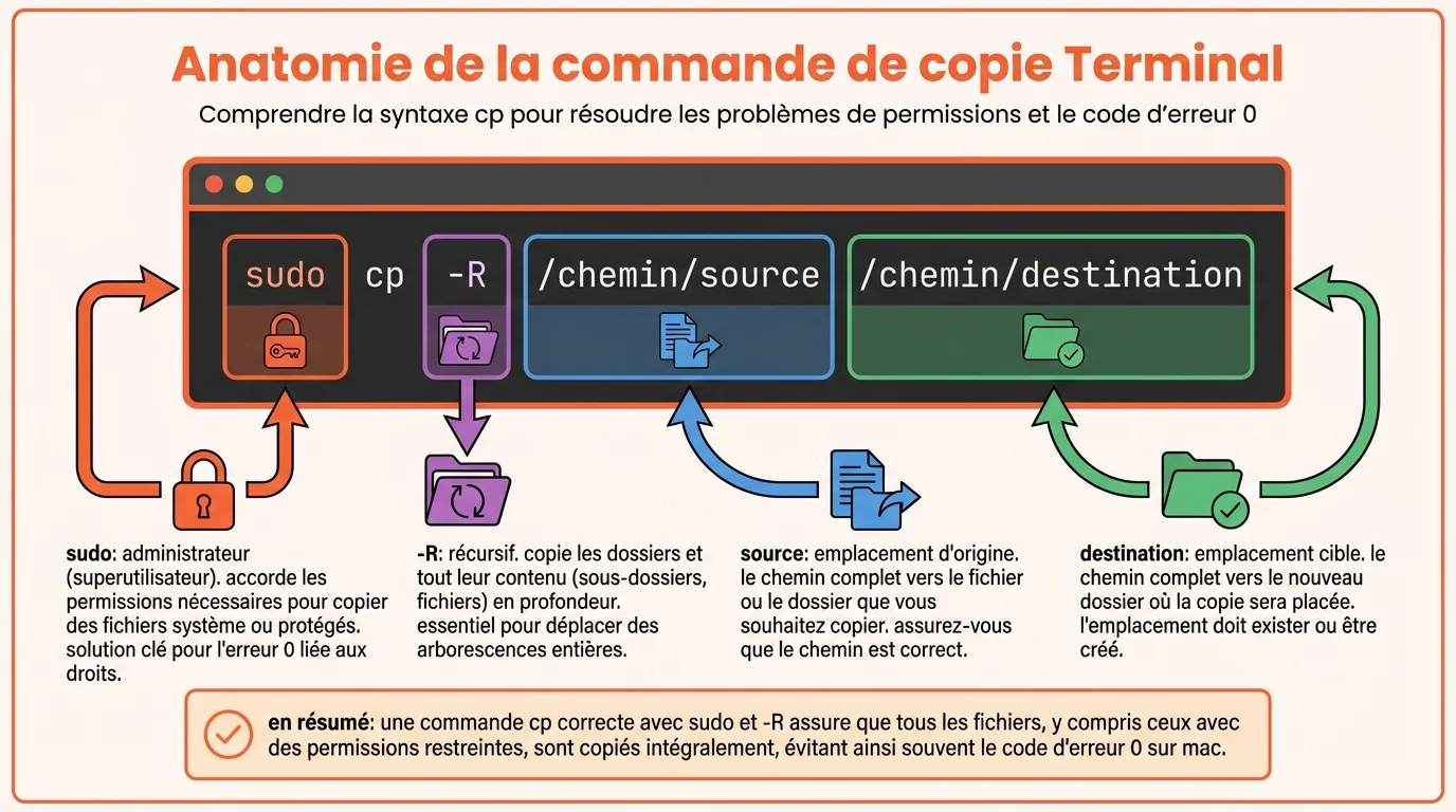 Anatomie de la commande de copie Terminal