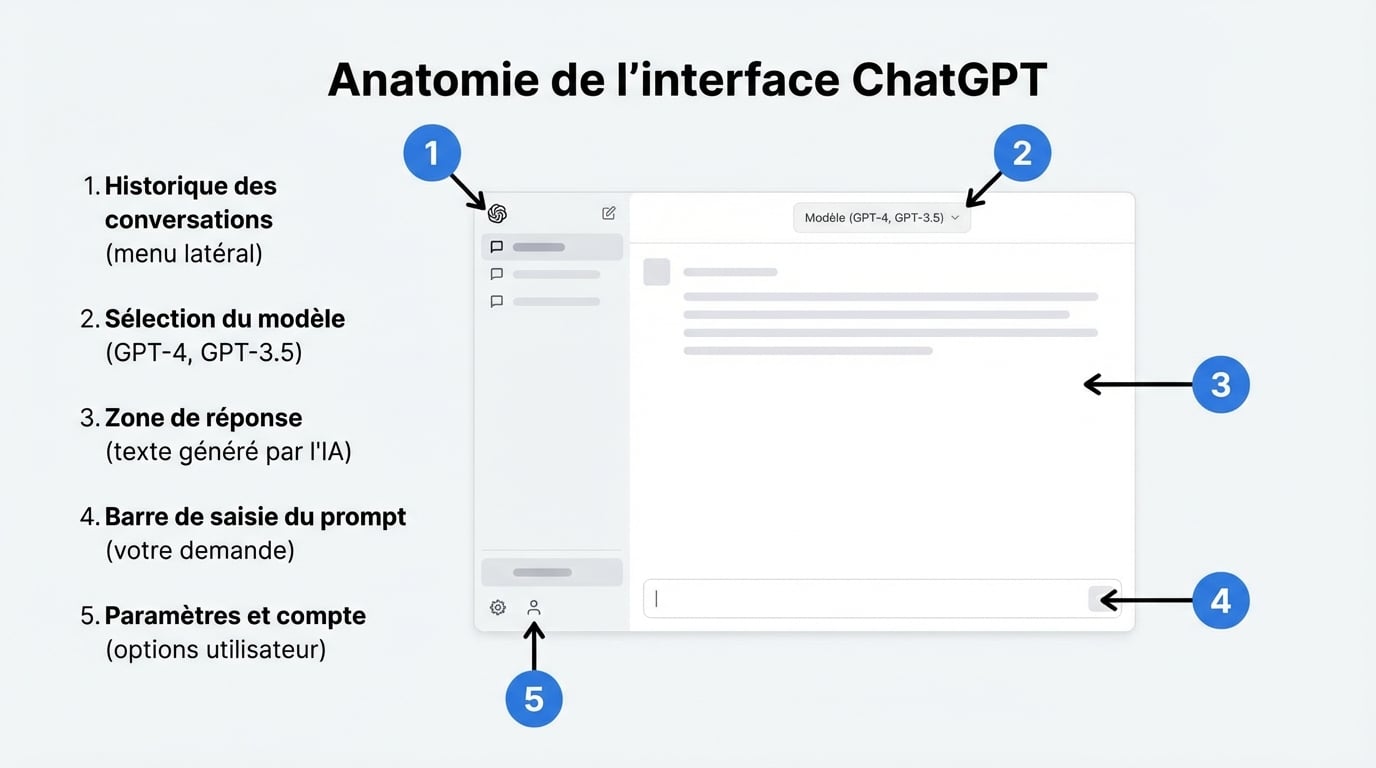 Anatomie de l'interface ChatGPT