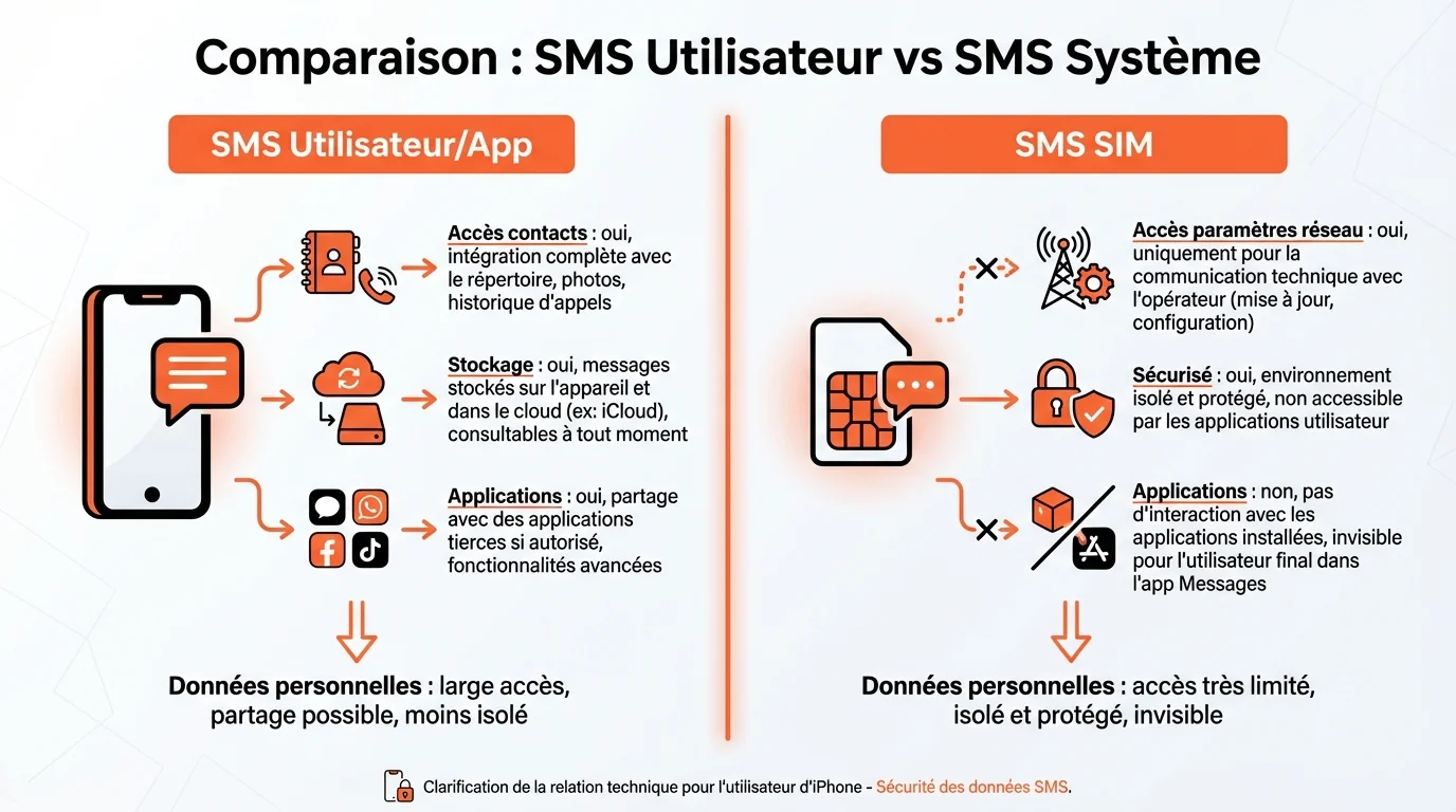 Comparaison : SMS Utilisateur vs SMS Système