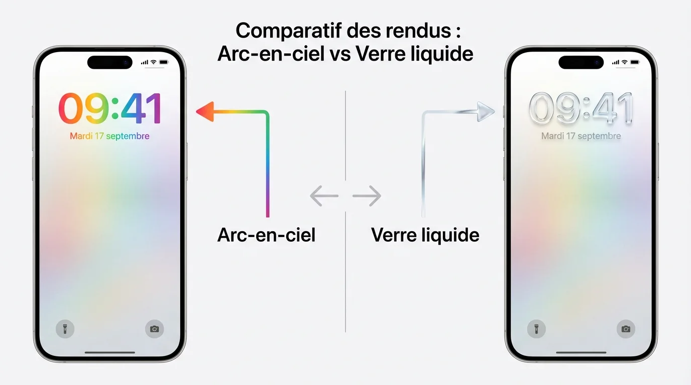 Comparatif des rendus : Arc-en-ciel vs Verre liquide