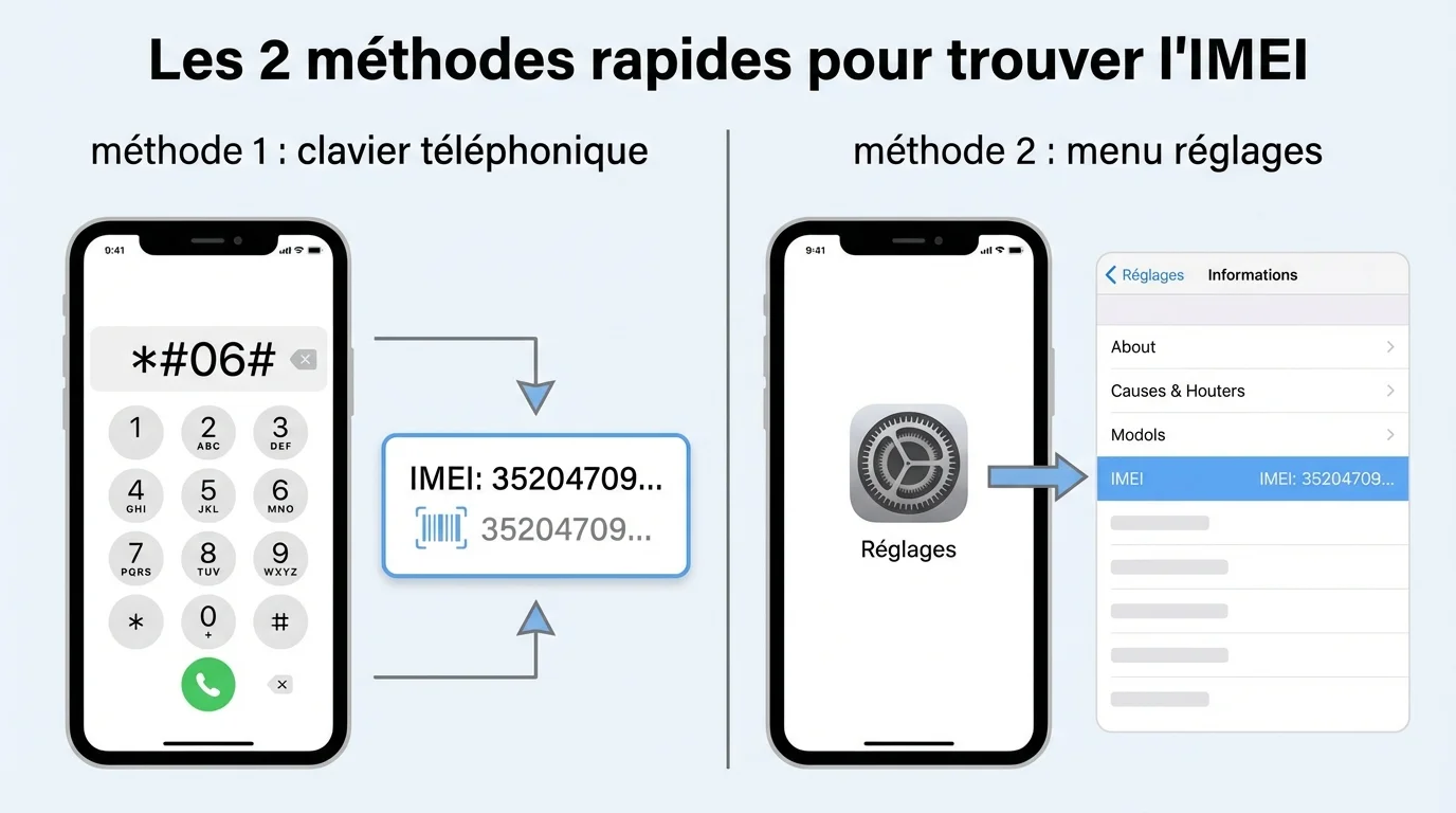Les 2 méthodes rapides pour trouver l'IMEI