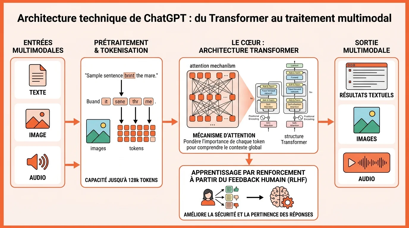 Architecture technique de ChatGPT : du Transformer au traitement multimodal