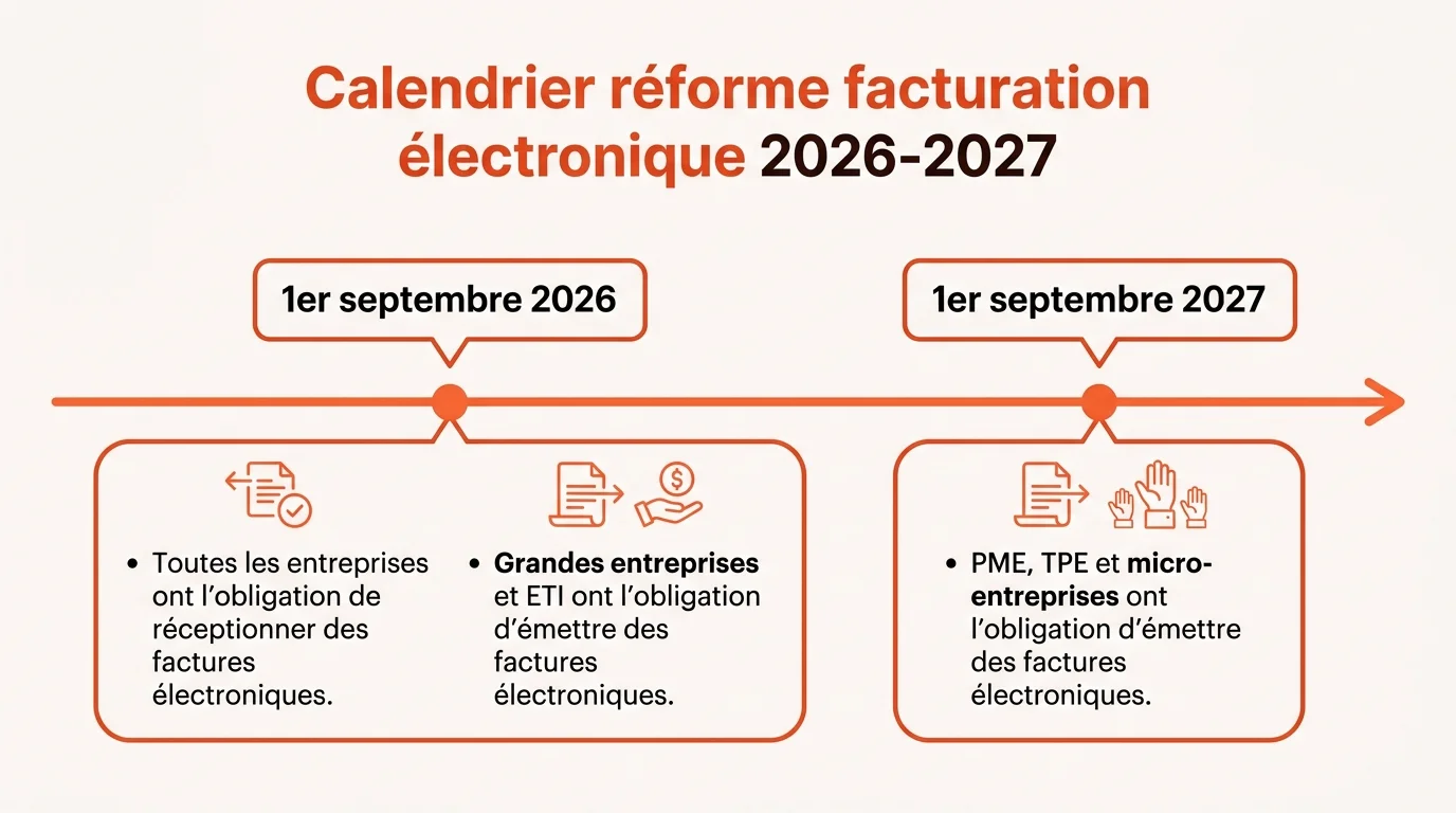 Calendrier réforme facturation électronique 2026-2027