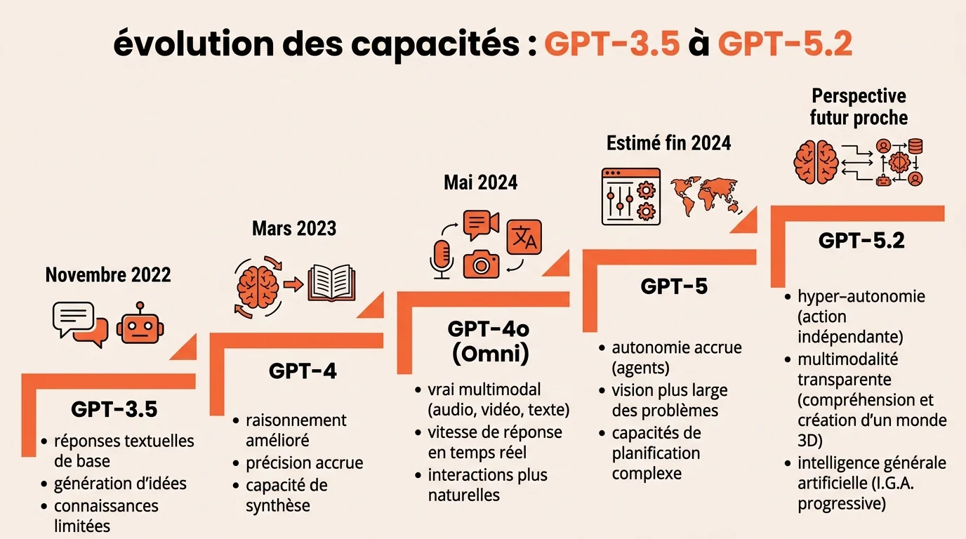 Évolution des capacités : GPT-3.5 à GPT-5.2