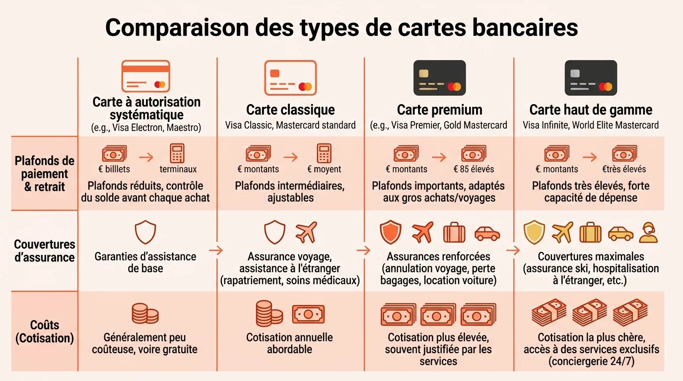 Comparaison des types de cartes bancaires