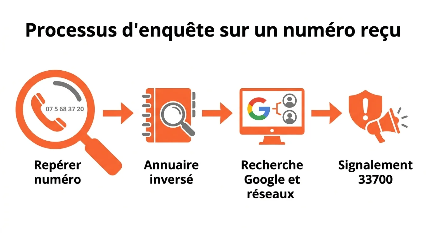 Processus d'enquête sur un numéro reçu