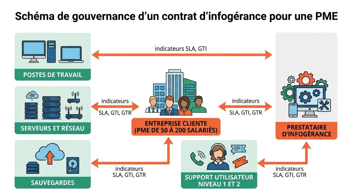 Schéma de gouvernance d'un contrat d'infogérance pour une PME