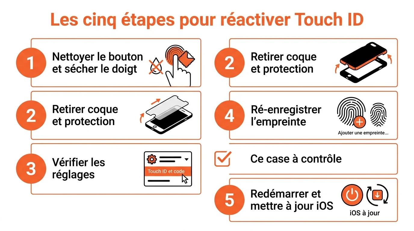 Les cinq etapes pour reactiver Touch ID