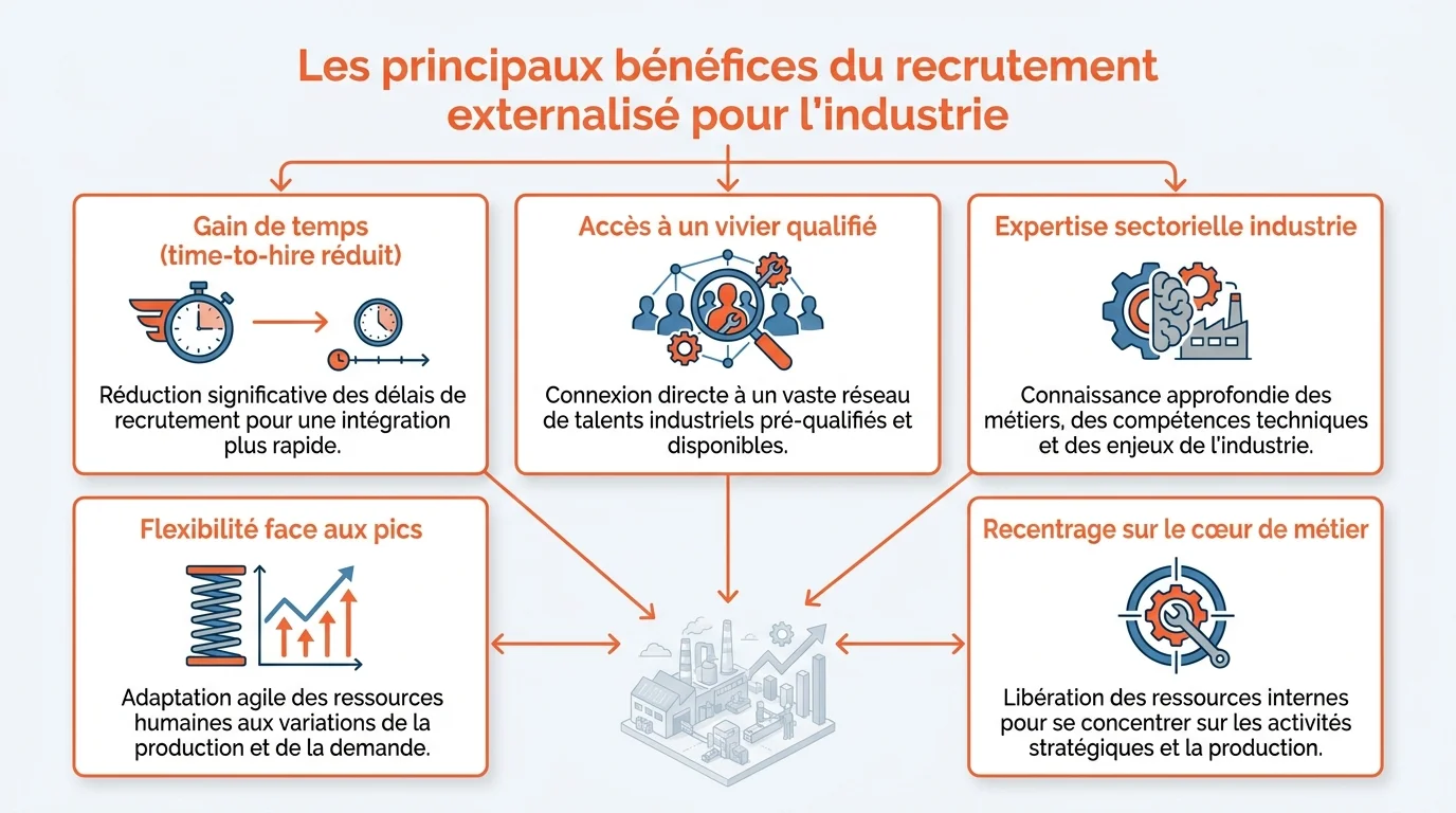 Les principaux bénéfices du recrutement externalisé pour l'industrie