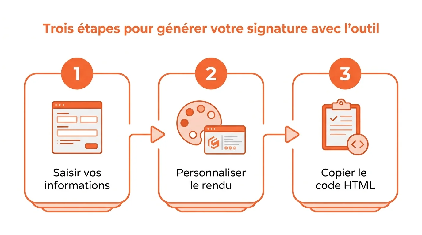 Trois étapes pour générer votre signature avec l'outil