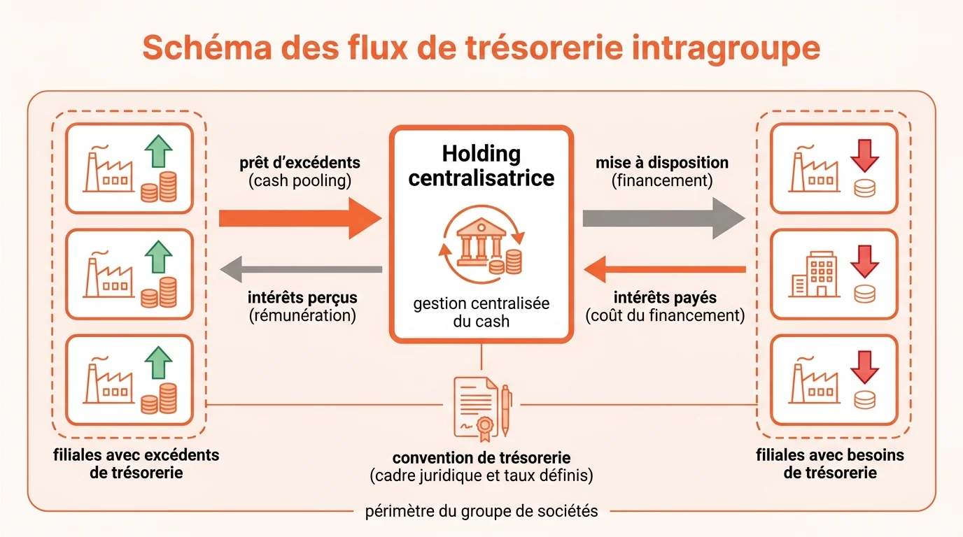 Schéma des flux de trésorerie intragroupe