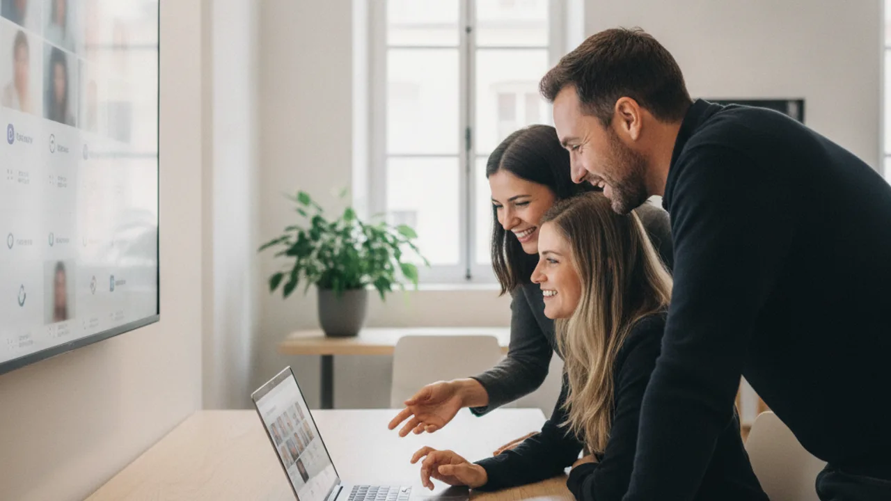 Une equipe commerciale de PME consulte une base clients centralisee